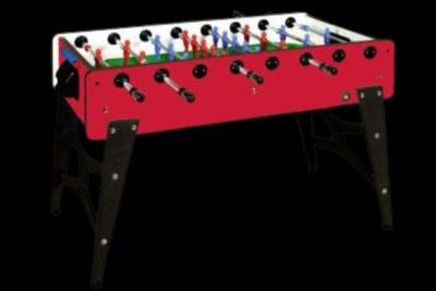 Table de babyfoot soccer rouge fabriquée en Italie avec garantie 2 ans et tiges télescopique