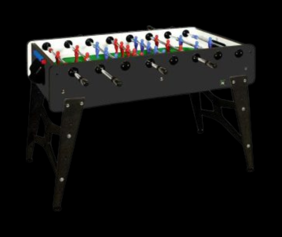 Table de babyfoot soccer noire fabriquée en Italie avec garantie 2 ans et tiges télescopiques