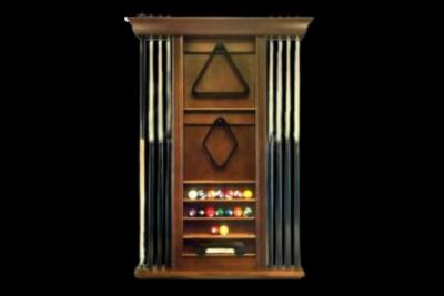 Support à baguette de billard et accessoires combo au fini noyer